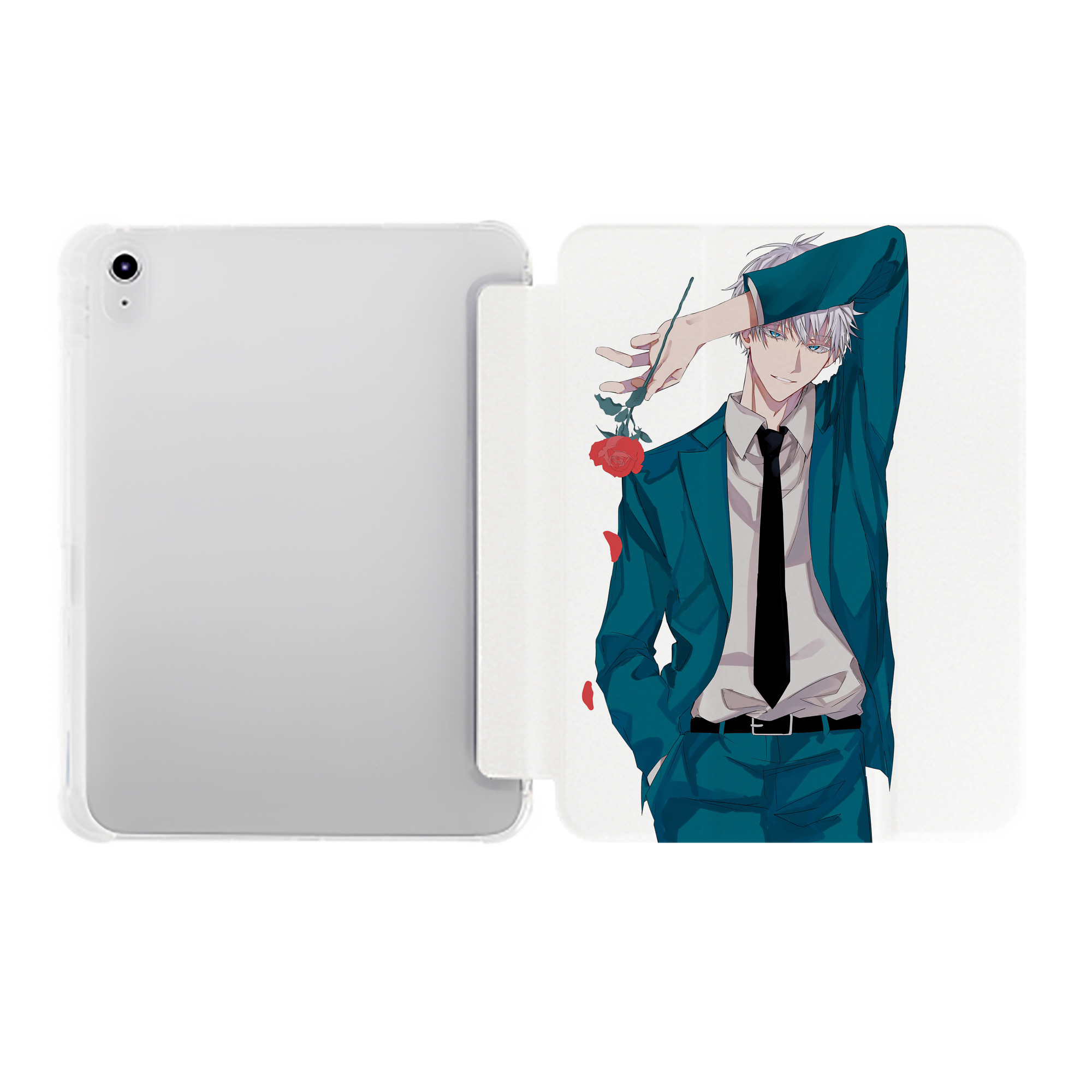 （画像用） 呪術廻戦 Jujutsu Kaisen IPad ケース ペン収納付き 三つ折りスタンド PUレザー×シリコン 対応機種9.5/10.5/10.9インチ